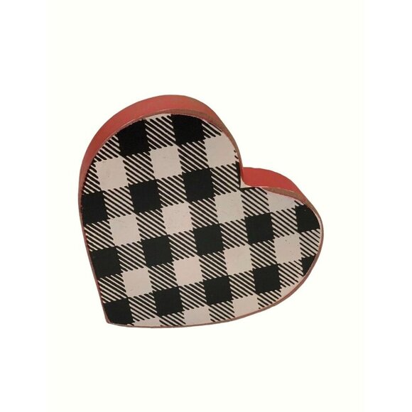 Valentine Buffalo Plaid Heart Red Rustic Home Kitchen Decor Accent Farmhouse - Picture 4 of 5